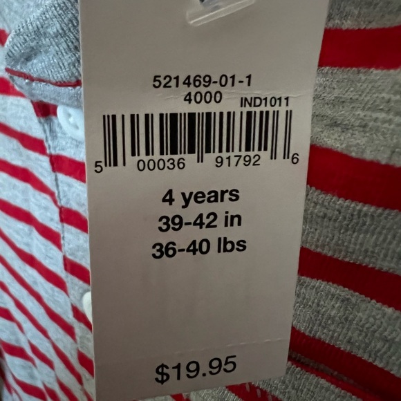 Baby Gap Red/Gray Striped Henley, size 4. - Picture 4 of 5